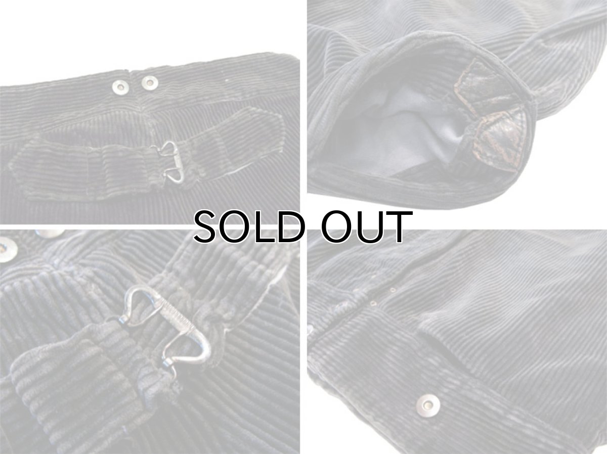 画像4: 1940-50's French "Le Favori " Cotton Corduroy Work Trousers  BLACK　size w 32 ~ 33 inch (表記 不明) (4)