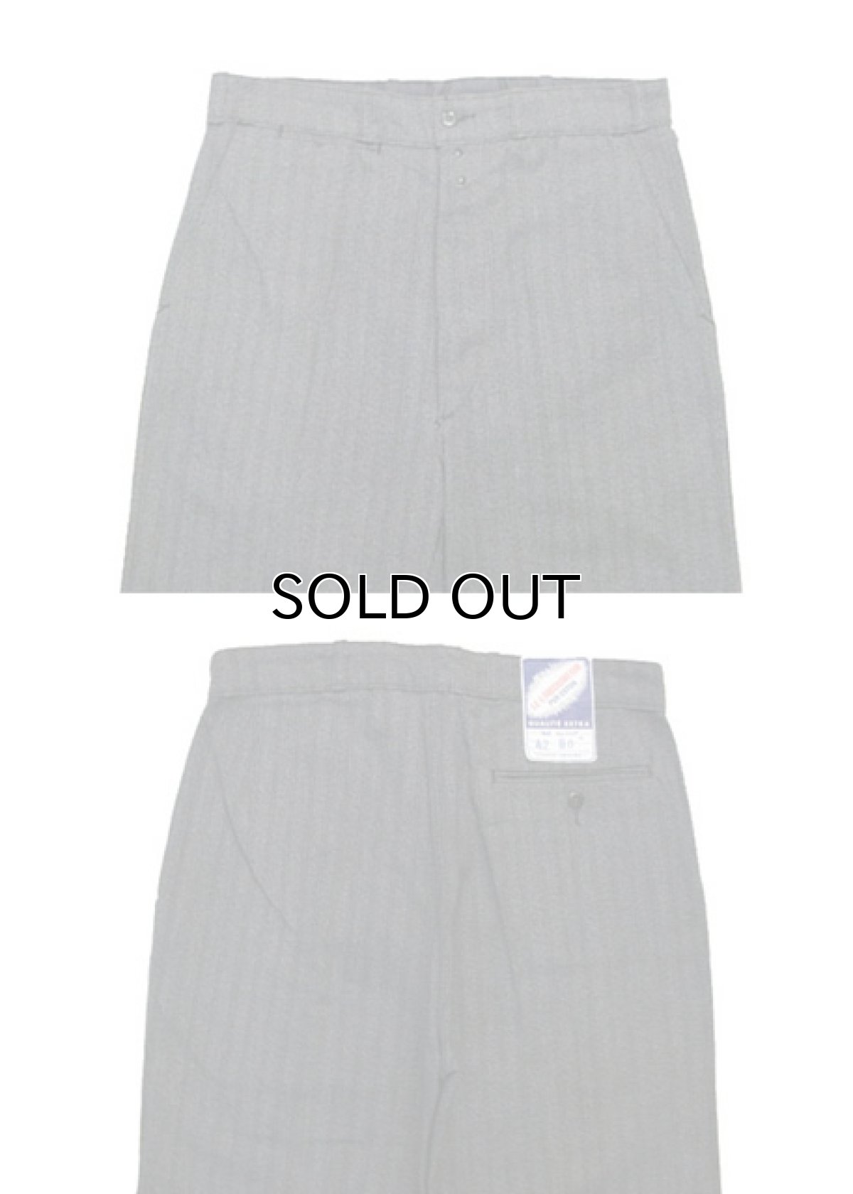 画像2: 1960's French Cotton Stripe Work Trousers Dead Stock "Salt and Pepper"　size w 33 inch (表記 42) (2)