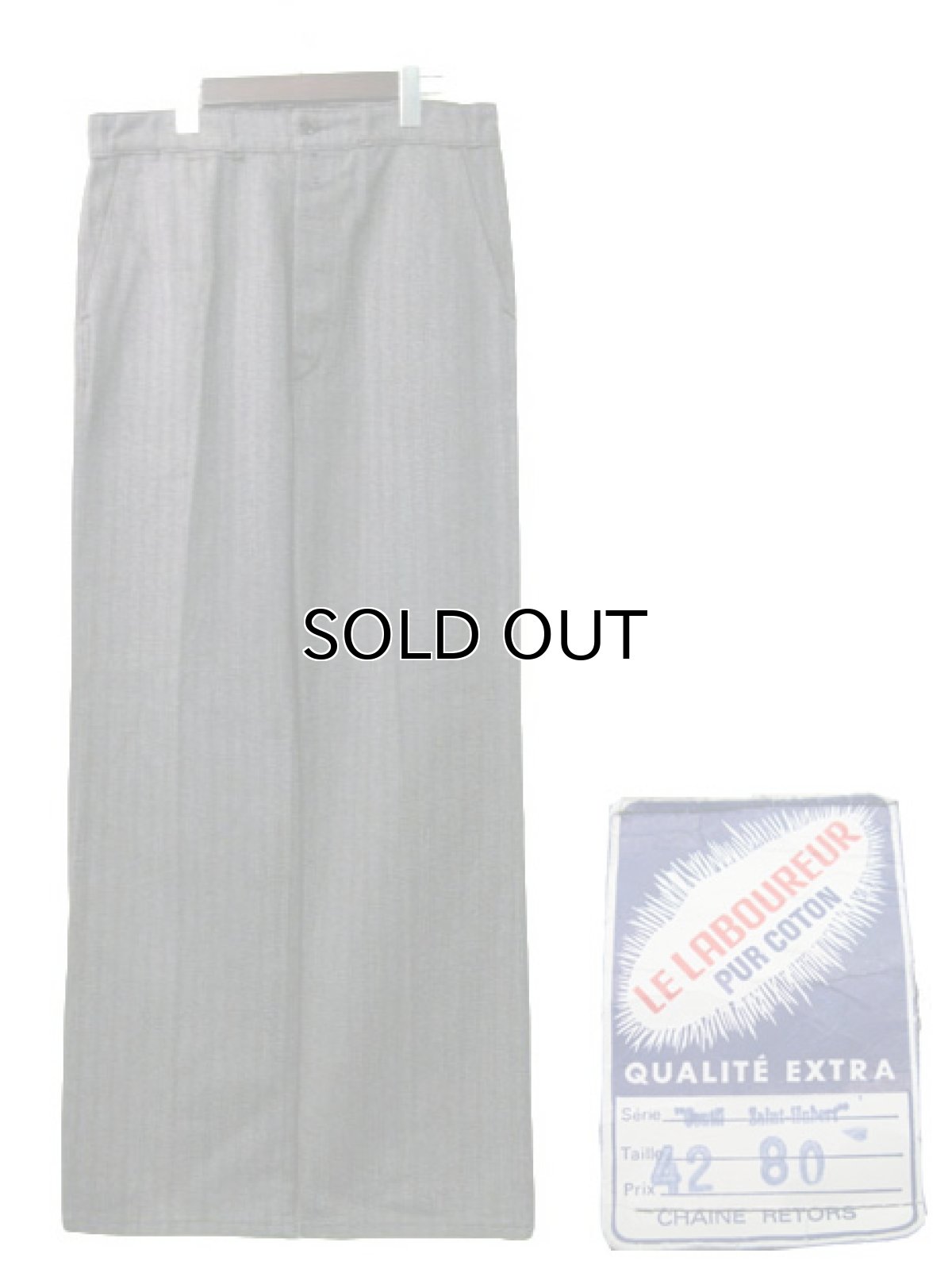 画像1: 1960's French Cotton Stripe Work Trousers Dead Stock "Salt and Pepper"　size w 33 inch (表記 42) (1)