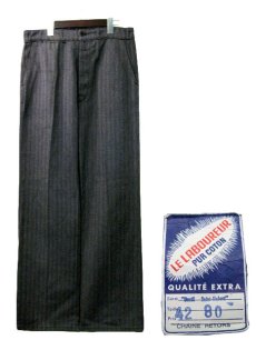 画像1: 1960's French Cotton Stripe Work Trousers Dead Stock "Salt and Pepper"　size w 33 inch (表記 42) (1)