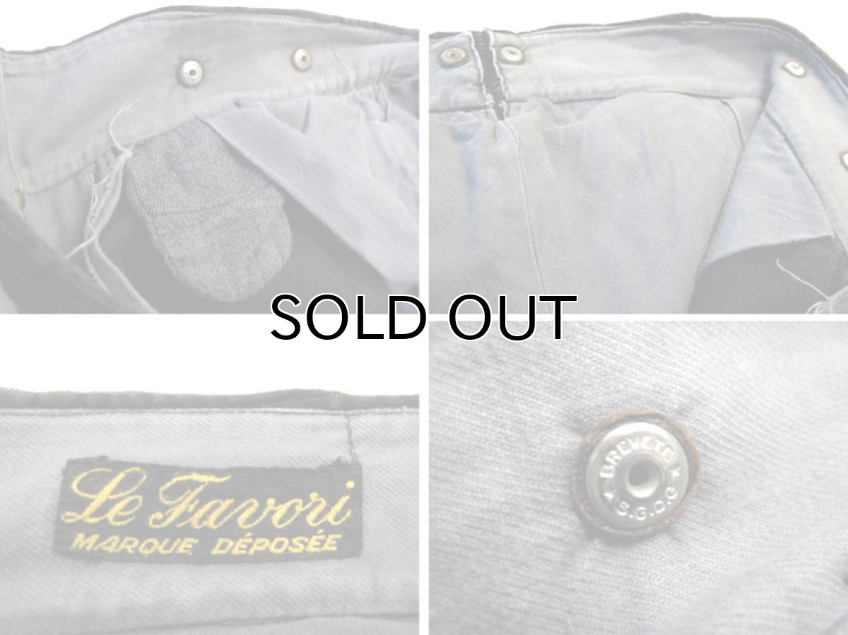 画像5: 1940-50's French "Le Favori " Cotton Corduroy Work Trousers  BLACK　size w 32 ~ 33 inch (表記 不明) (5)