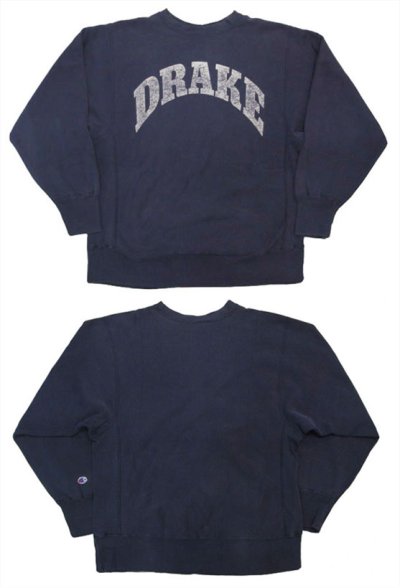 画像1: 1980's "champion" Reverse Weave "DRAKE"  NAVY　size M - L  (表記 LARGE)