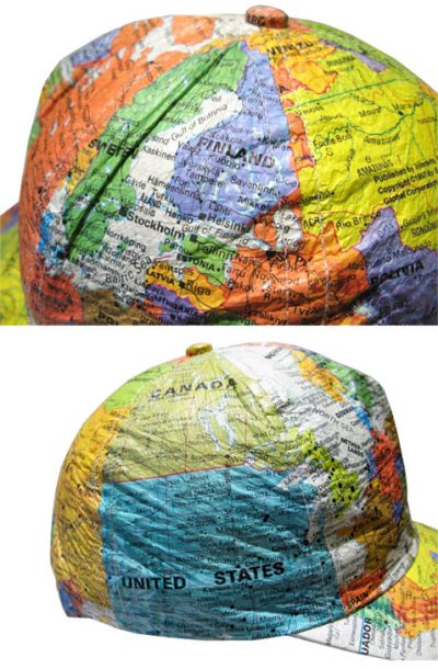 画像1: 1990's "LESLIE JODAN" TYVEK CAP　" WORLD MAP "