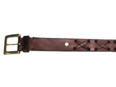 画像2: OLD COACH Leather Belt　BROWN　size w 31 inch ~ (2)