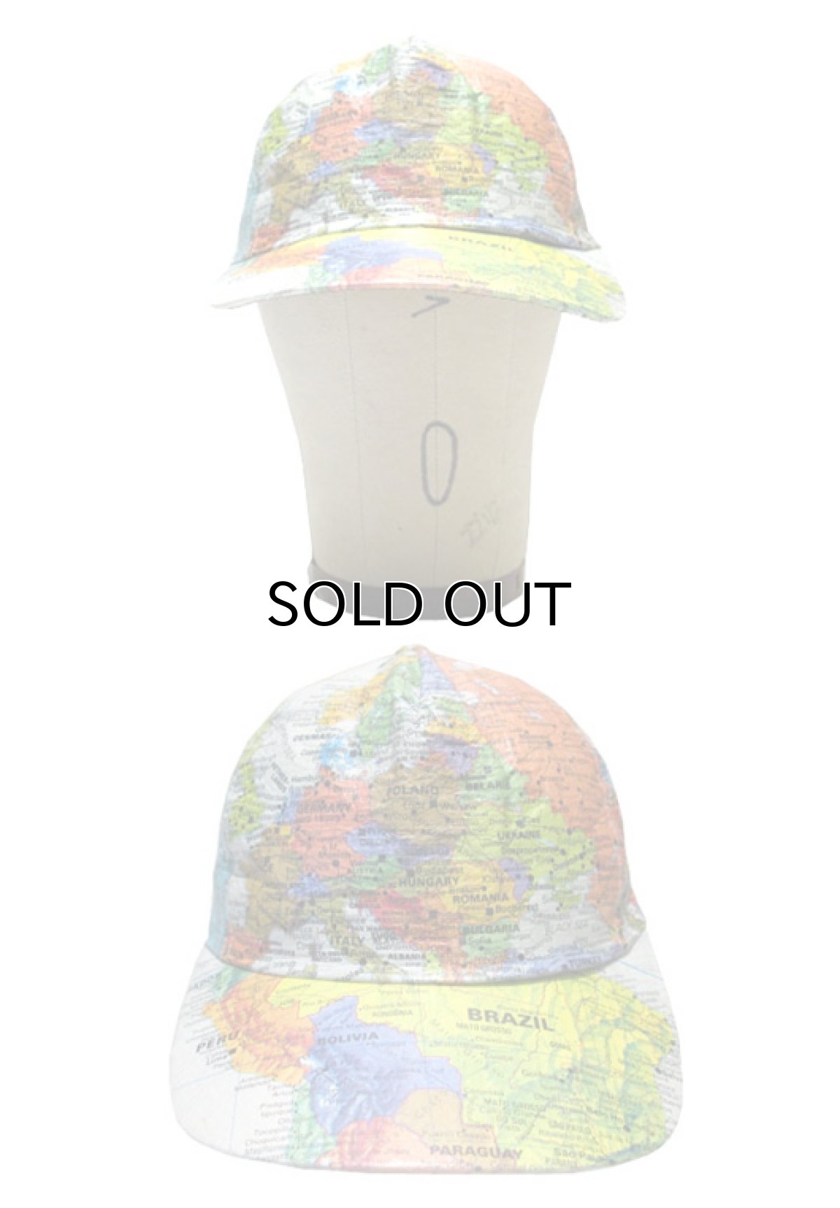 画像2: 1990's "LESLIE JODAN" TYVEK CAP　" WORLD MAP " (2)