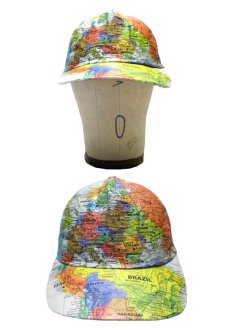 画像2: 1990's "LESLIE JODAN" TYVEK CAP　" WORLD MAP " (2)