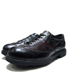 画像1: "JOHN FLUEVOG" UK Fire Pattern Leather Shoes BLACK/Cherry BROWN　 size 9 1/2  ( 27.5 cm ) (1)