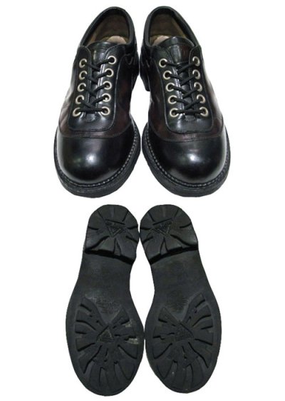 画像1: "JOHN FLUEVOG" UK Fire Pattern Leather Shoes BLACK/Cherry BROWN　 size 9 1/2  ( 27.5 cm )
