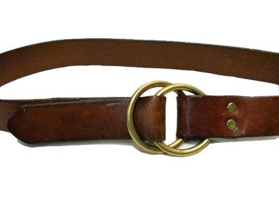 画像1: OLD Double Ring Leather Belt　BROWN　size　33 inch