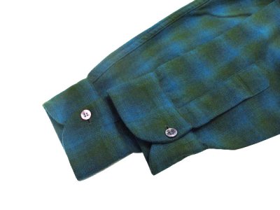 画像3: 1960's "Pendleton" L/S Ombrer Check Wool Shirts  Green　size M - L  (表記 M)