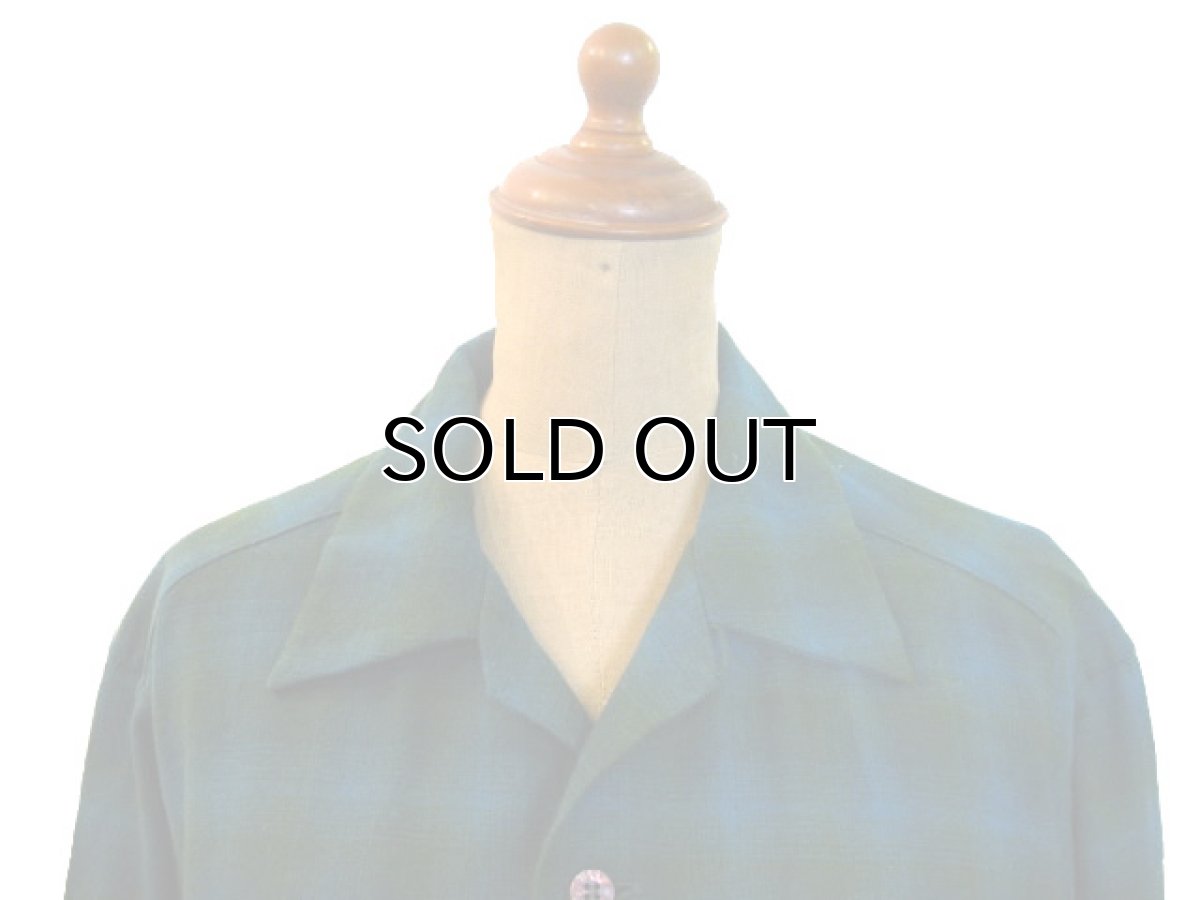 画像2: 1960's "Pendleton" L/S Ombrer Check Wool Shirts  Green size M - L  (表記 M) (2)