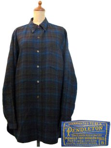 画像1: ~1960's "Pendleton" L/S Wool B.D. Shirts  BLUE　size L  (表記 16) (1)