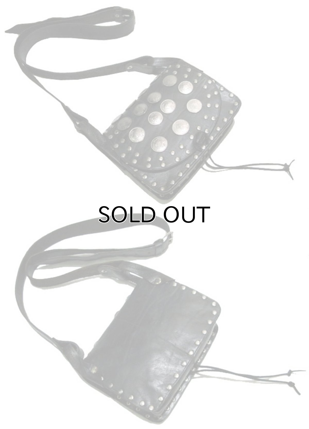 画像2: OLD Europe Coin Leather Shoulder Bag  BLACK　13cm x 19cm (2)