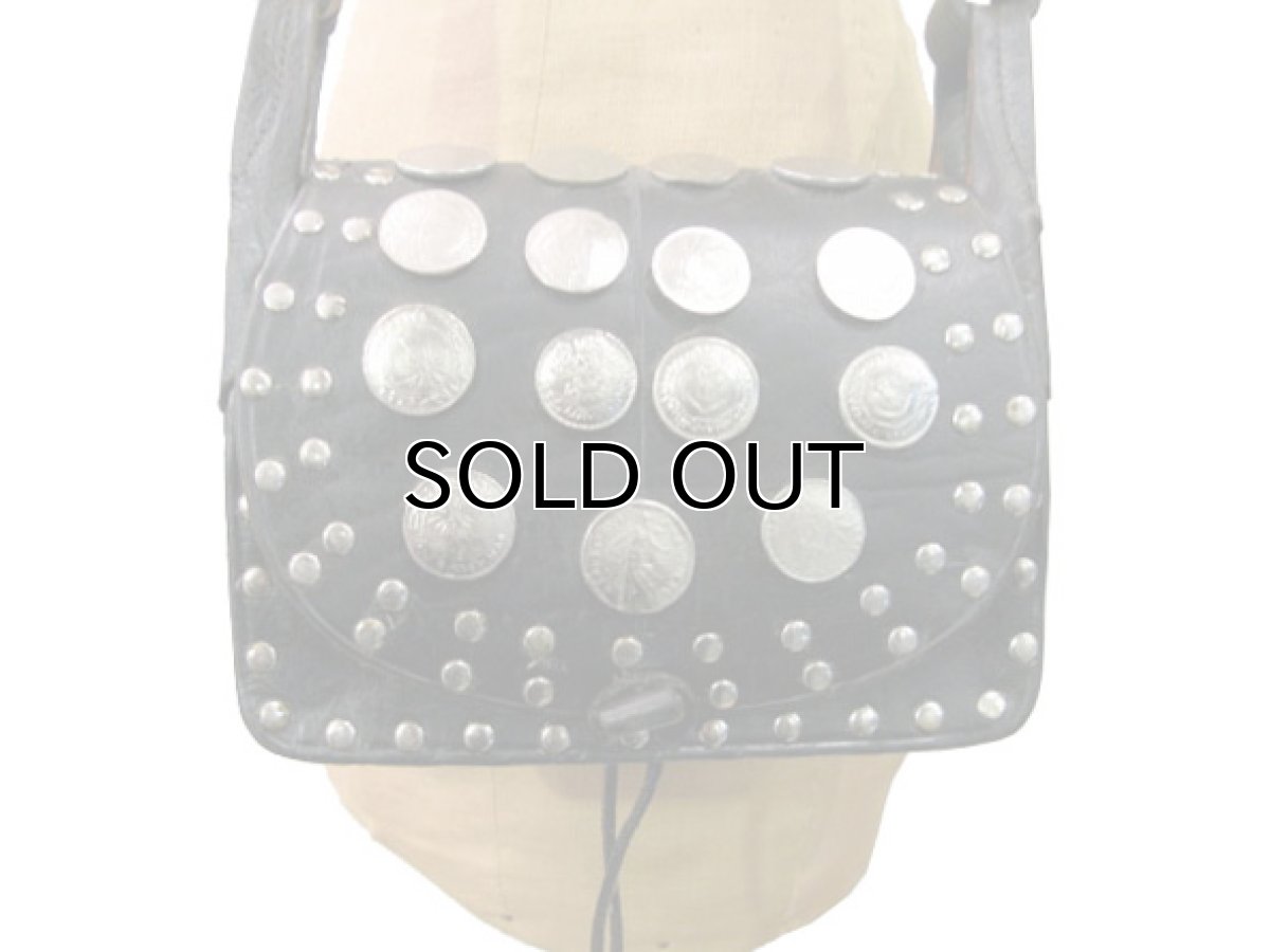 画像4: OLD Europe Coin Leather Shoulder Bag  BLACK　13cm x 19cm (4)