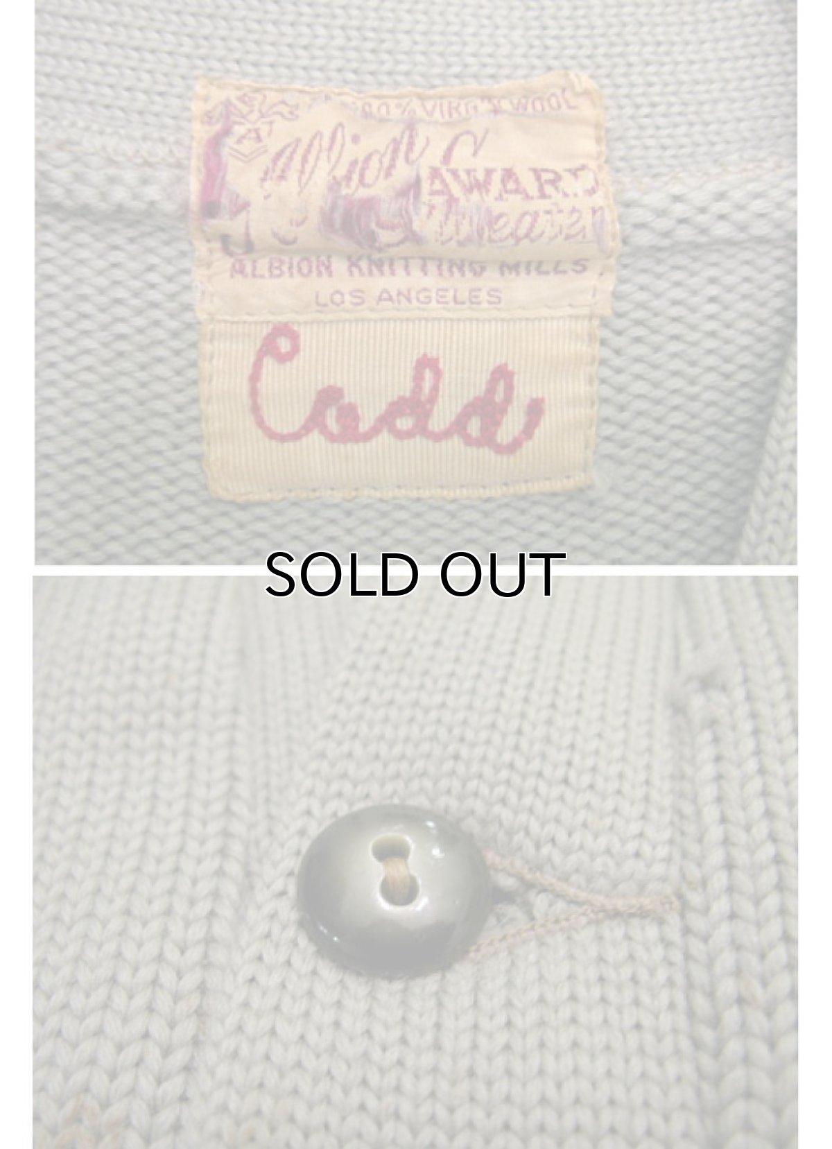 画像4: 1950's "ALBION KNITTING MILLS" Lettered Cardigan "LONG" GREY GREEN size M - L  (表記 無し) (4)
