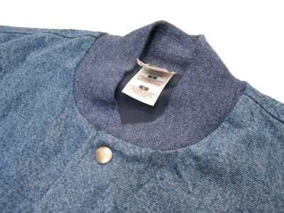 画像1: "FRUITS OF THE LOOM" Denim / Sweat Stadium Jacket　ブルー　size M - L  (表記 M)