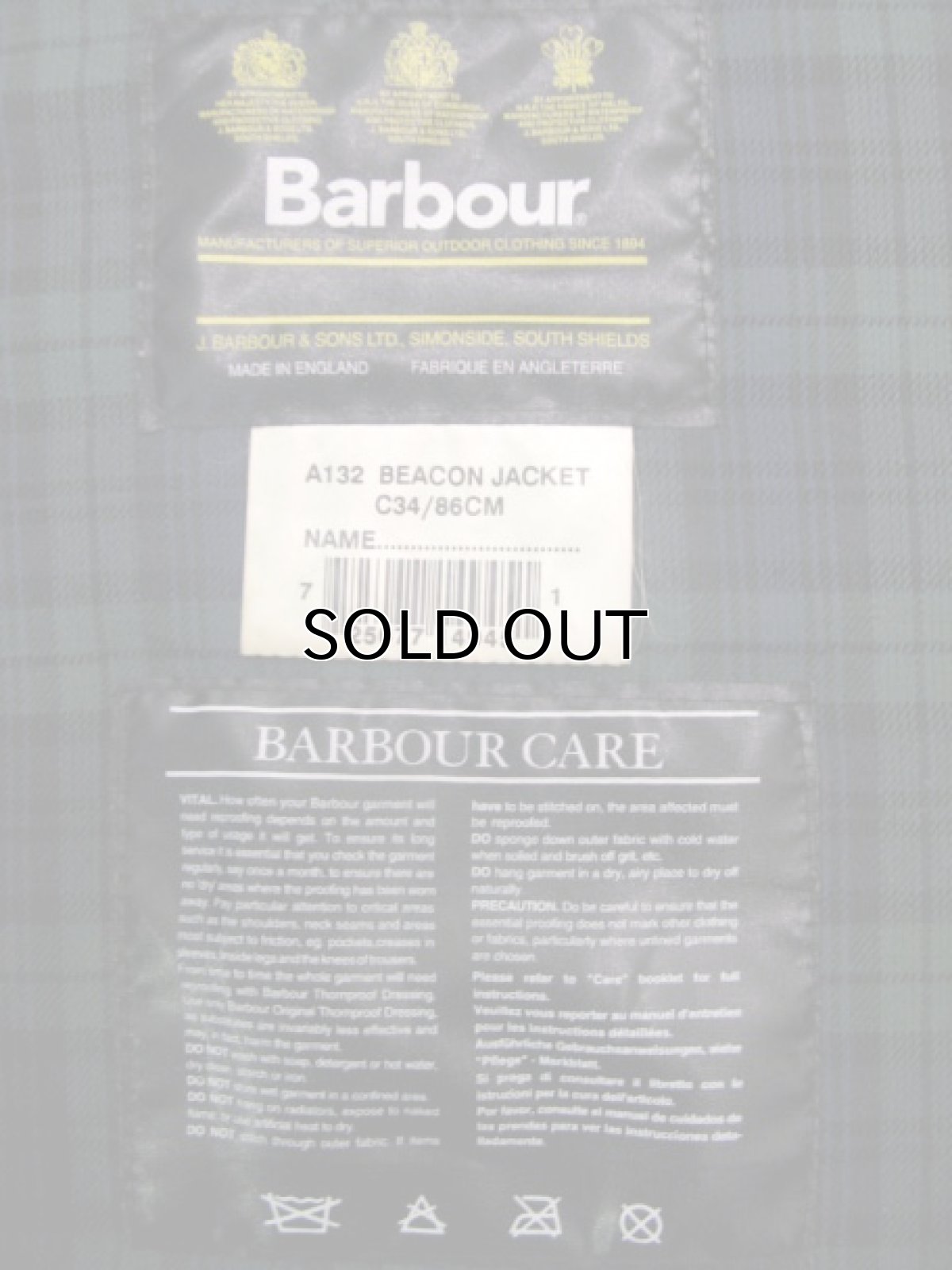 画像4: 1970's  J.Barbour & Sons "Beacon Jacket" Wax Cotton size S (表記 34) (4)