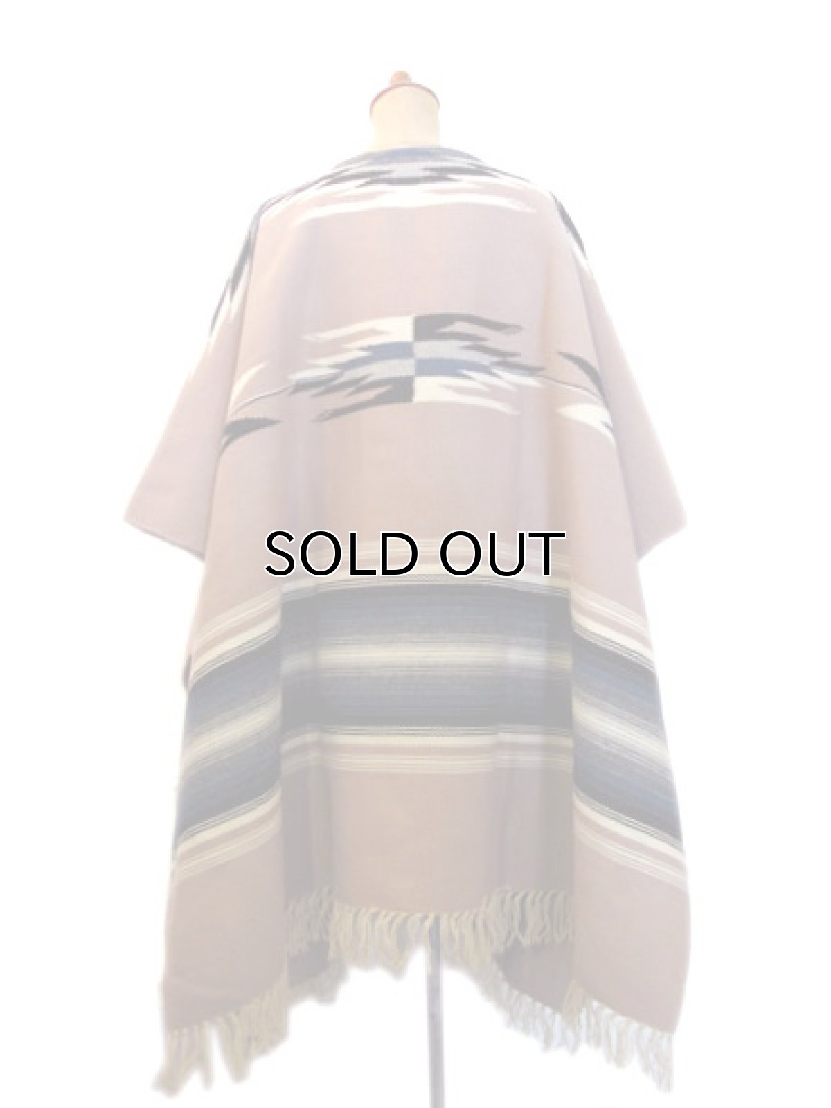 画像2: "ORTEGA'S" All Wool Blanket Poncho　size Free (2)