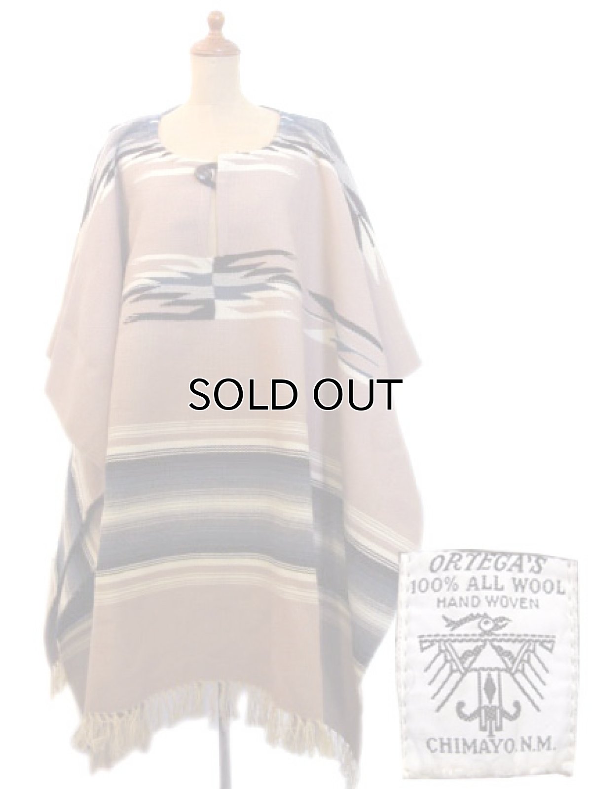 画像1: "ORTEGA'S" All Wool Blanket Poncho　size Free (1)