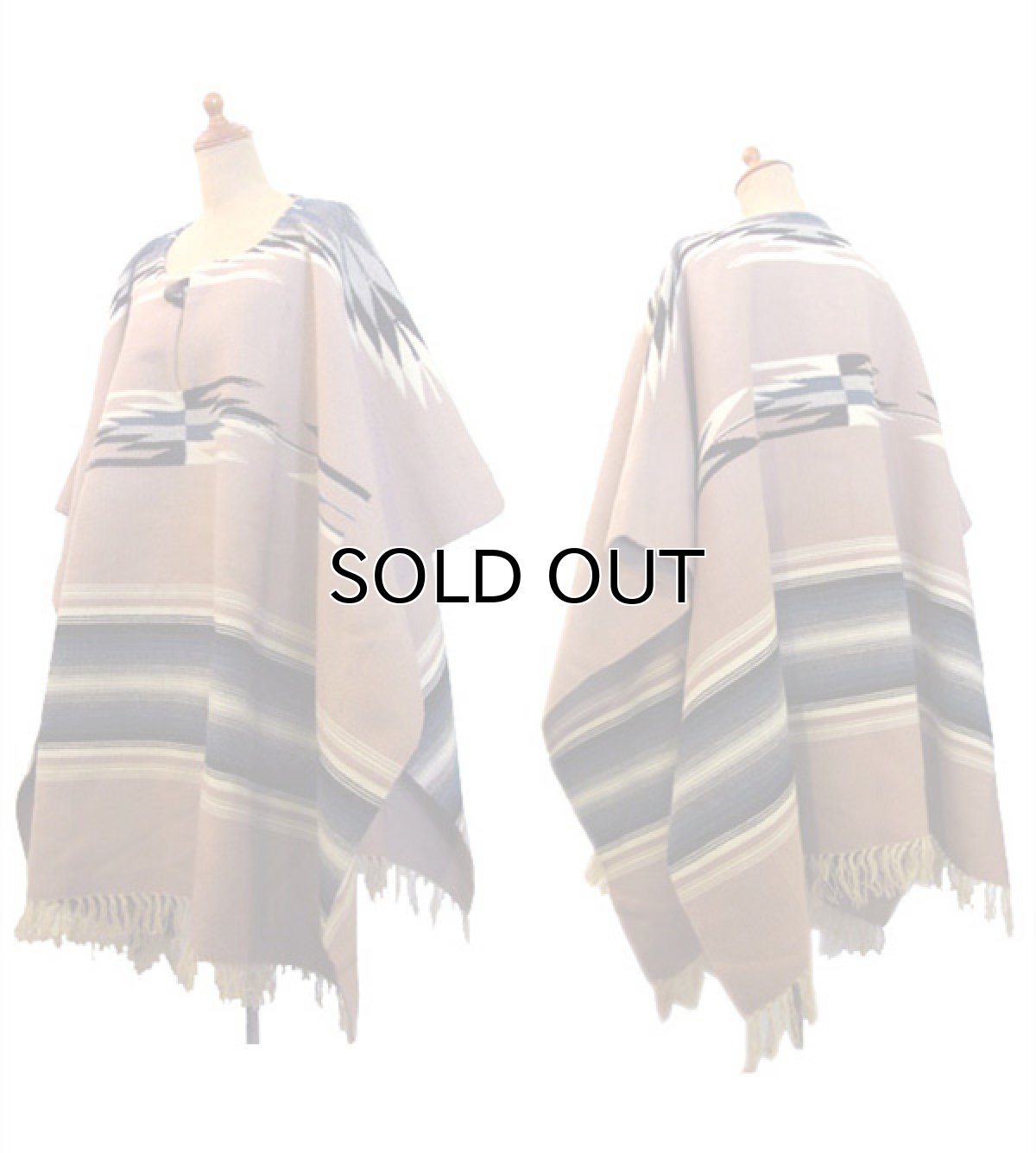 画像3: "ORTEGA'S" All Wool Blanket Poncho　size Free (3)