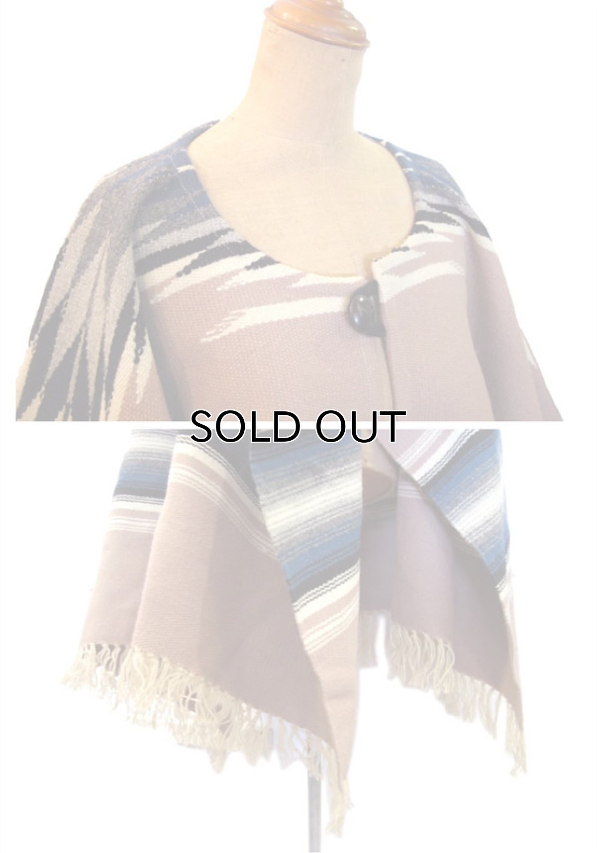 画像4: "ORTEGA'S" All Wool Blanket Poncho　size Free (4)