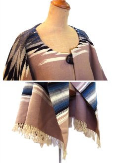 画像4: "ORTEGA'S" All Wool Blanket Poncho　size Free (4)