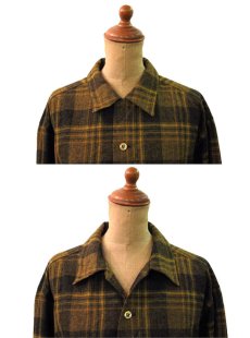 画像3: 1960's "Pendleton" L/S Check Wool Shirts  Mustered　size M - L  (表記 L) (3)