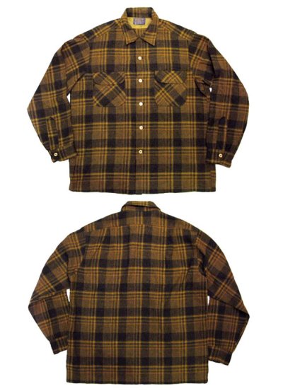 画像1: 1960's "Pendleton" L/S Check Wool Shirts  Mustered　size M - L  (表記 L)
