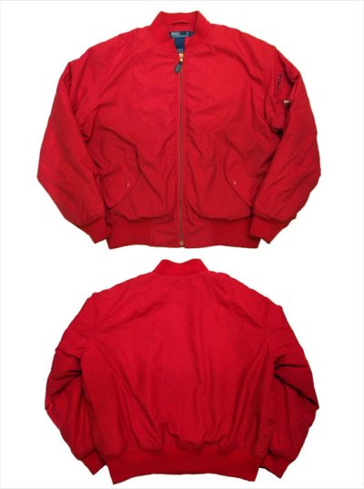 画像1: POLO Ralph Lauren MA-I Style Nylon Jacket　赤　size L  (表記 L)