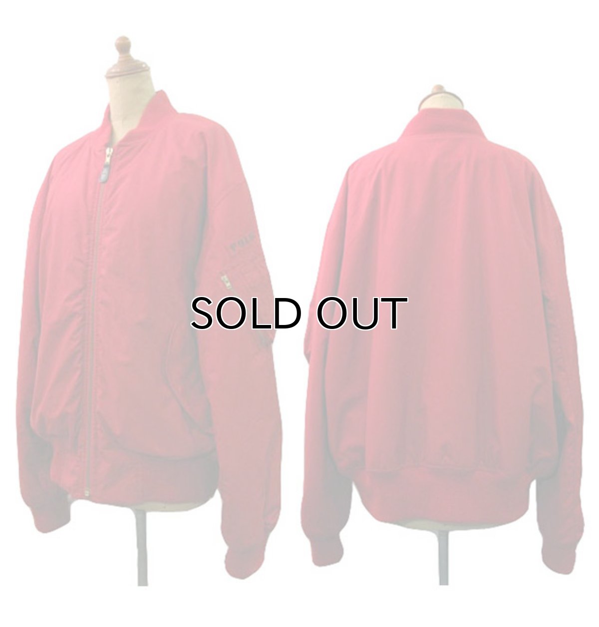 画像2: POLO Ralph Lauren MA-I Style Nylon Jacket 赤 size L  (表記 L) (2)