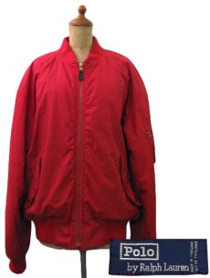 画像1: POLO Ralph Lauren MA-I Style Nylon Jacket　赤　size L  (表記 L) (1)
