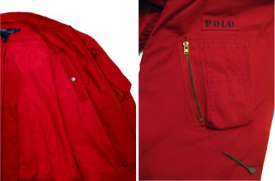 画像3: POLO Ralph Lauren MA-I Style Nylon Jacket　赤　size L  (表記 L)