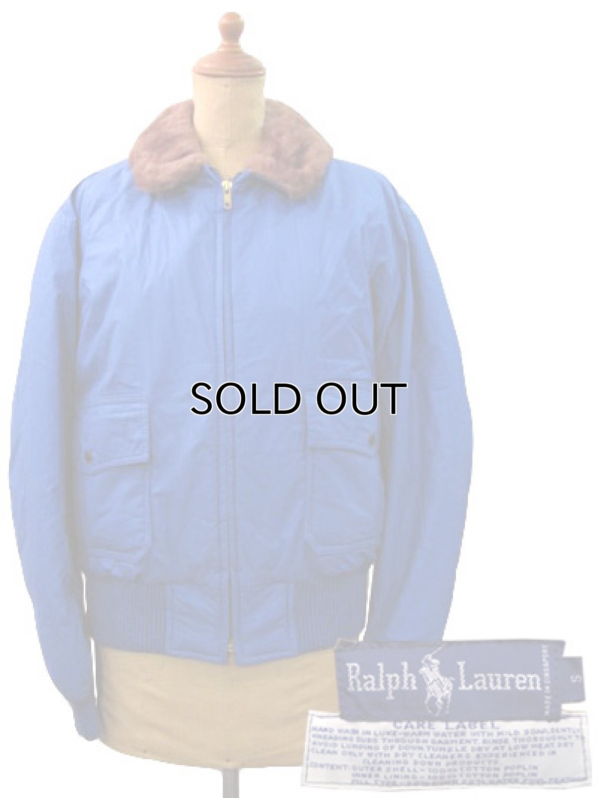 画像1: Ralph Lauren G-I Style Boa Down Jacket　青　size S  (表記 S) (1)