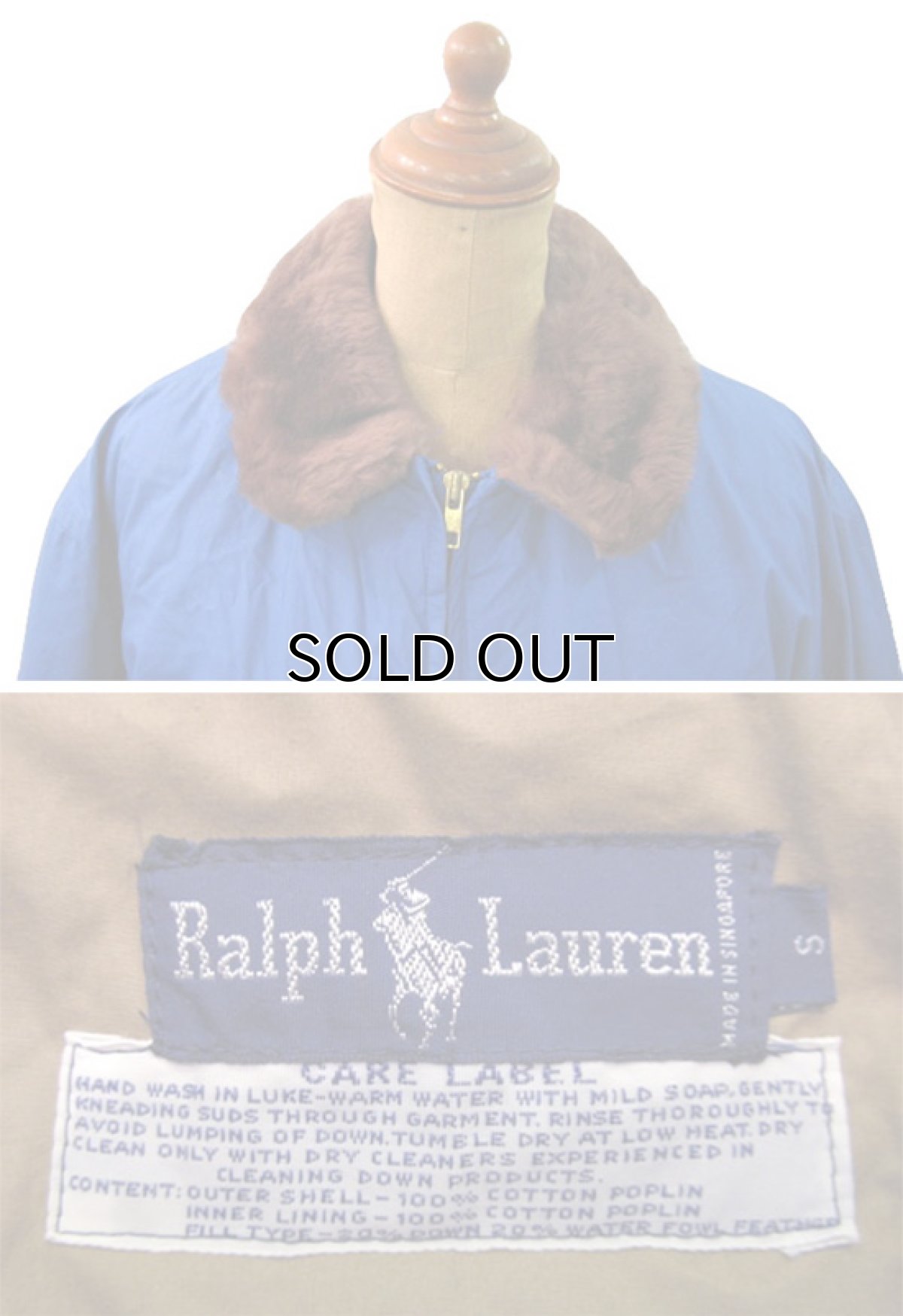 画像4: Ralph Lauren G-I Style Boa Down Jacket　青　size S  (表記 S) (4)