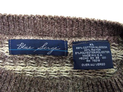 画像2: "Blue Serge" Big Size Knit Sweater  White/Grey　size XL (表記 XL)