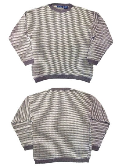 画像1: "Blue Serge" Big Size Knit Sweater  White/Grey　size XL (表記 XL)