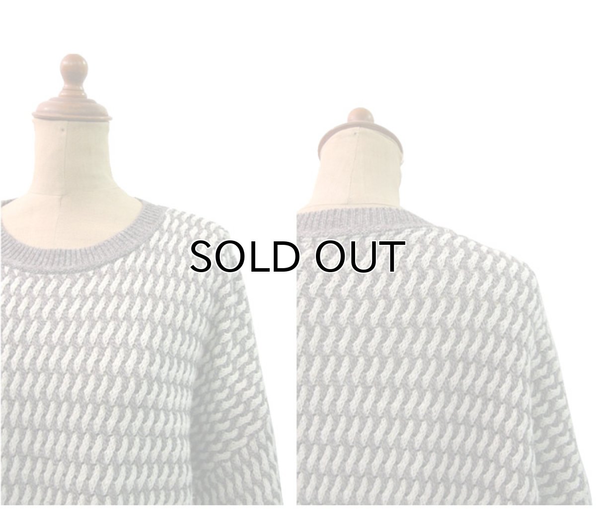 画像4: "Blue Serge" Big Size Knit Sweater  White/Grey size XL (表記 XL) (4)