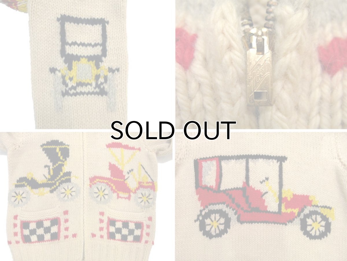 画像3: 1960's~ "Classic Car " Cowichan Sweater　size M  (表記 無し) (3)