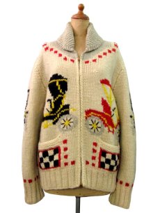 画像1: 1960's~ "Classic Car " Cowichan Sweater　size M  (表記 無し) (1)