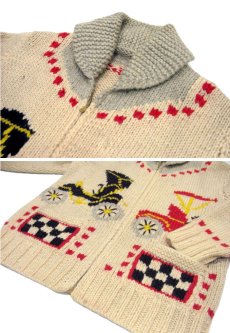 画像4: 1960's~ "Classic Car " Cowichan Sweater　size M  (表記 無し) (4)