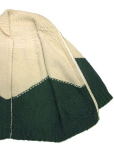 画像4: 1960's~ Two-Tone Cowichan Sweater　Natural / Green　size XL  (表記 無し) (4)