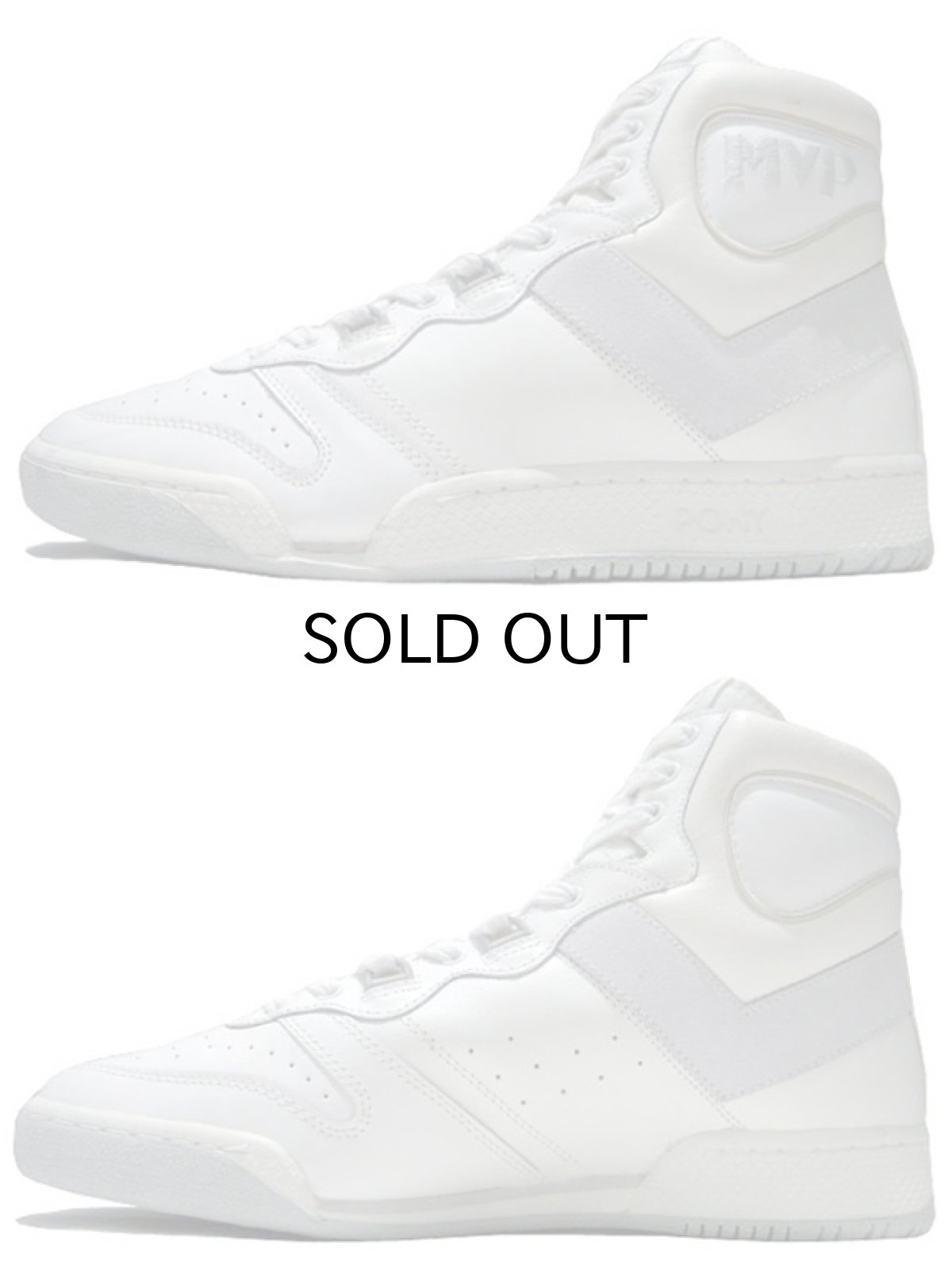 画像2: 1980's PONY "MVP" Hi-Cut Leather Sneaker DEAD STOCK White / Grey size 10 (28cm) (2)
