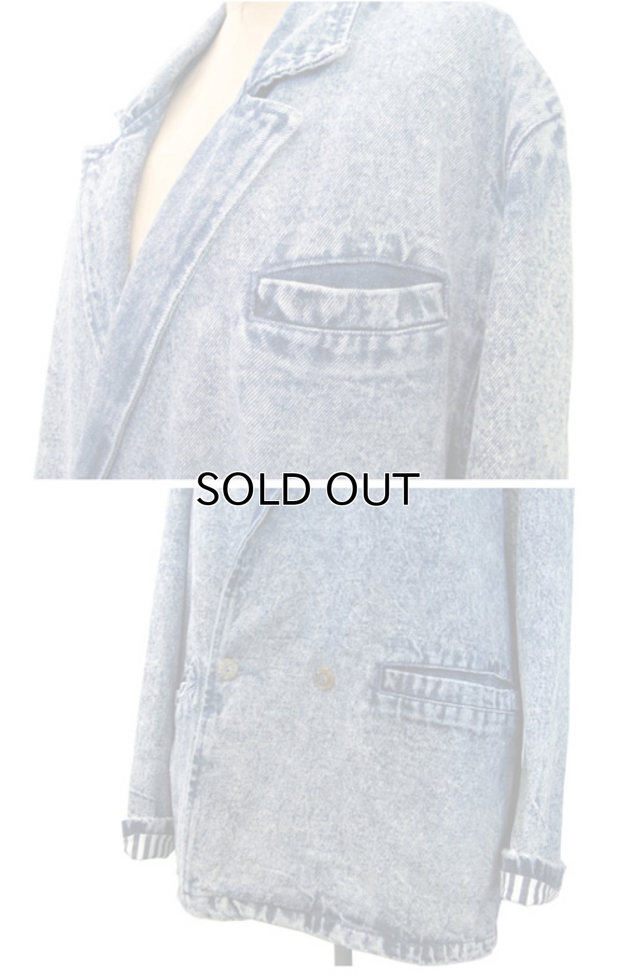 画像3: 1990's  "EFLO" Double Breasted Chemical Wash Denim Jacket size M (表記 S) (3)