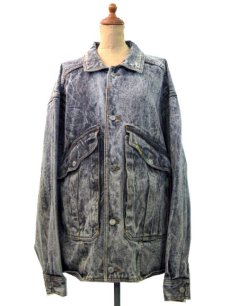 画像1: 1990's  "JORDACHE" Chemical Wash Design Black Denim Jacket　size XL (表記 ) (1)