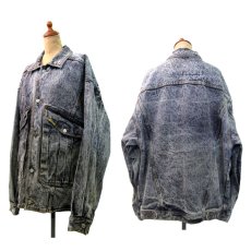 画像2: 1990's  "JORDACHE" Chemical Wash Design Black Denim Jacket　size XL (表記 ) (2)