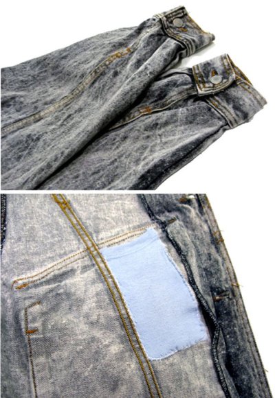 画像1: 1990's  "JORDACHE" Chemical Wash Design Black Denim Jacket　size XL (表記 )