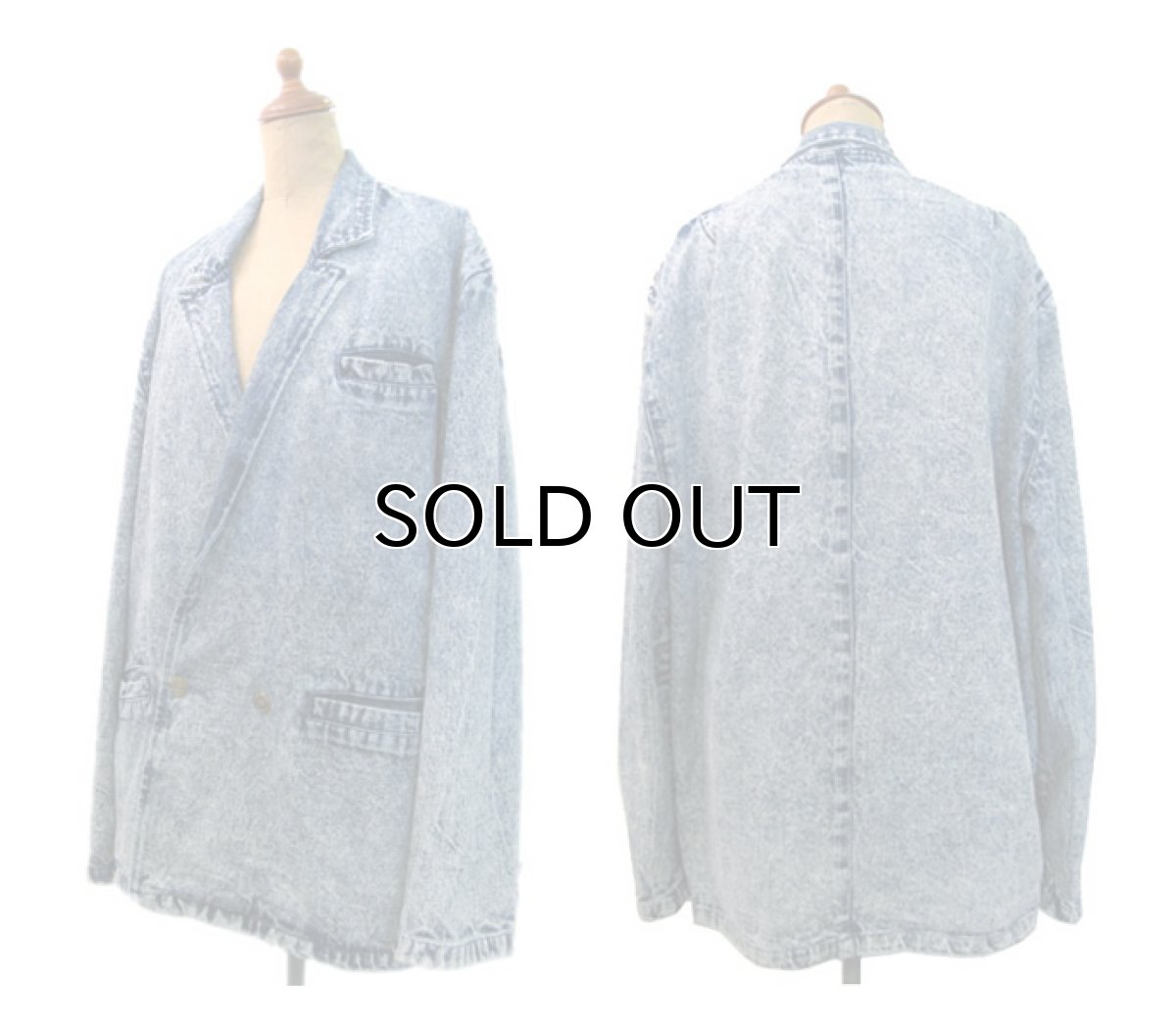 画像2: 1990's  "EFLO" Double Breasted Chemical Wash Denim Jacket size M (表記 S) (2)