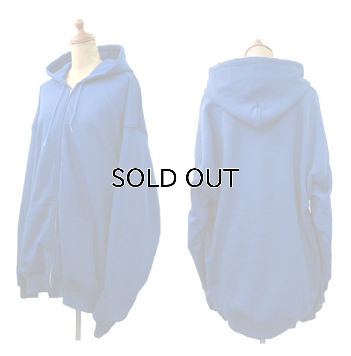 画像2: "PLUMA" Double Face Zip Up Sweat Parka  BLUE　size XL ~  (表記 2XL) (2)