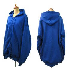 画像2: "PLUMA" Double Face Zip Up Sweat Parka  BLUE　size XL ~  (表記 2XL) (2)