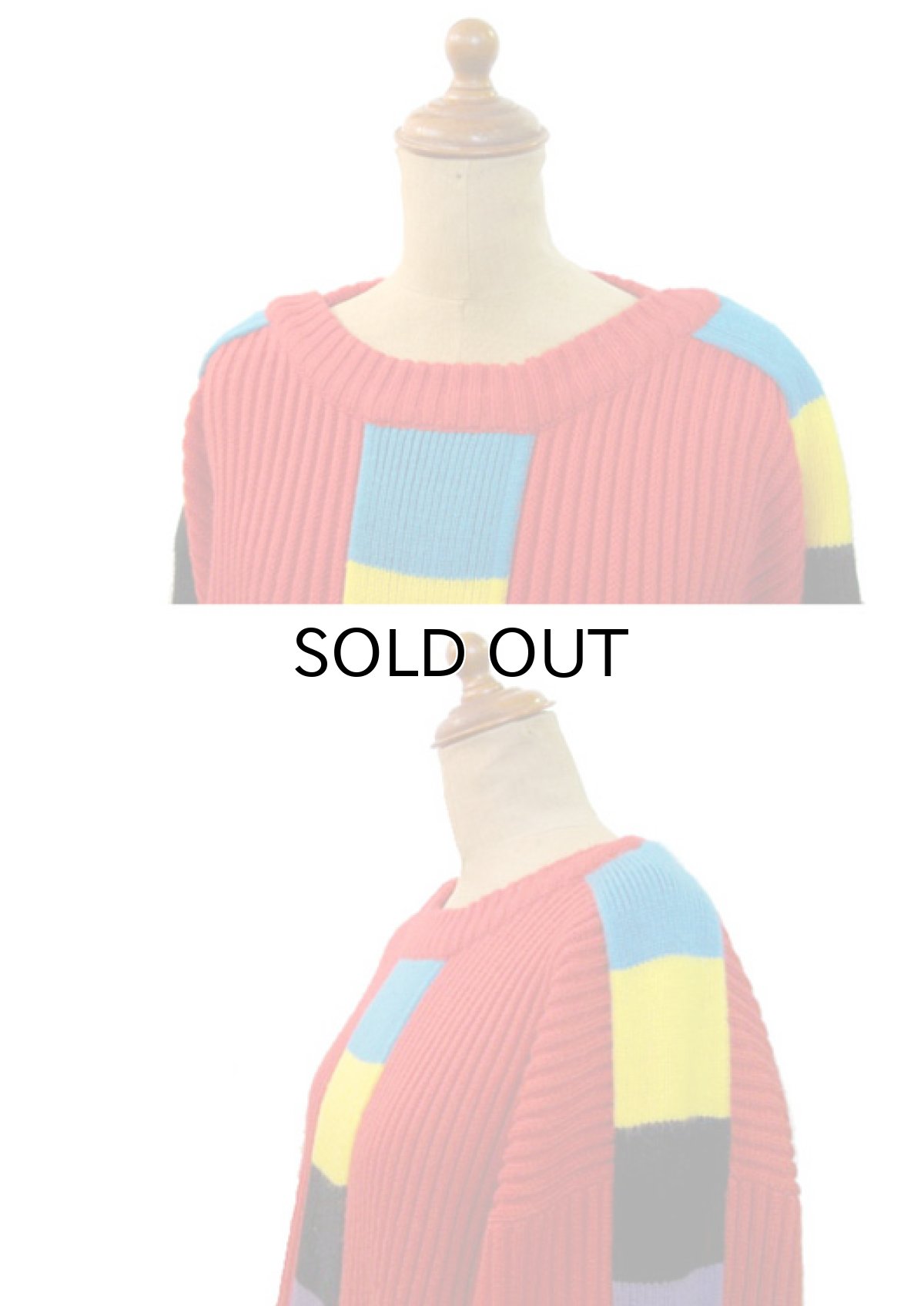 画像3: 1990's "VIBES" Crew Neck Colorful Line Acrylic Knit Sweater  RED   size  L ~ (表記 L) (3)